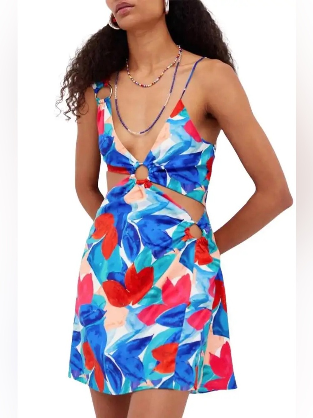 NWT For Love & Lemons Lorenza Cutout Satin Mini Dress XS